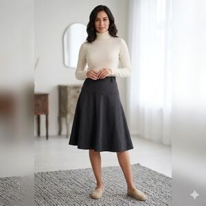 Christian Dior Skirt Womens 8 Gray 100% Wool Vintage A-Line Flared Knee Length